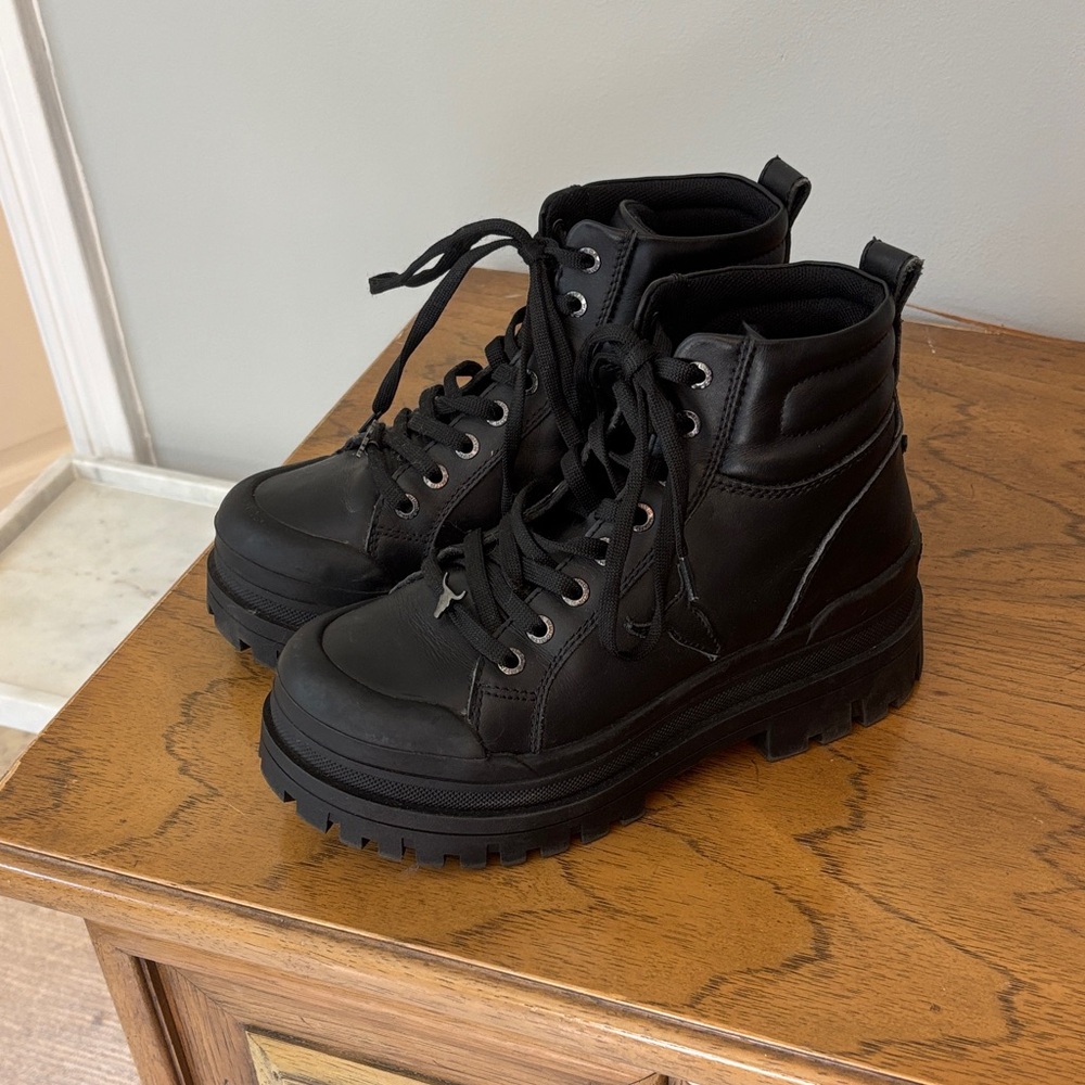 Windsor Smith Black Leather Combat Boots